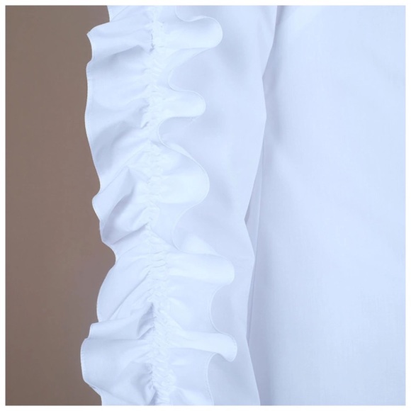 HOST PICK🔥White Ruffle Sleeve Button Blouse Top - Picture 5 of 7